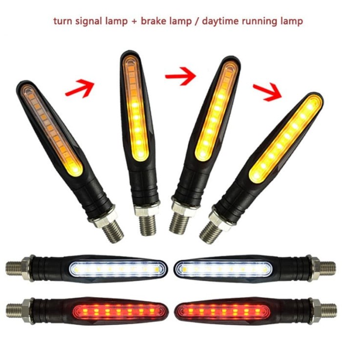 /////] Lampu DRL Senja Strobo sein sen LED motor Universal Flowing Berjalan