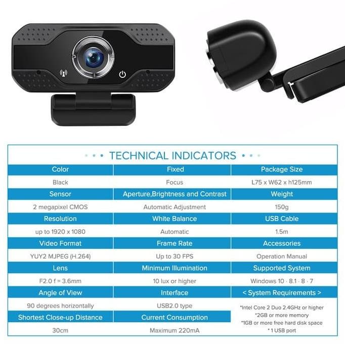 V8 Full Hd Webcam 1080P With Microphone Web cam FULL HD 1080 P - WEBCAM