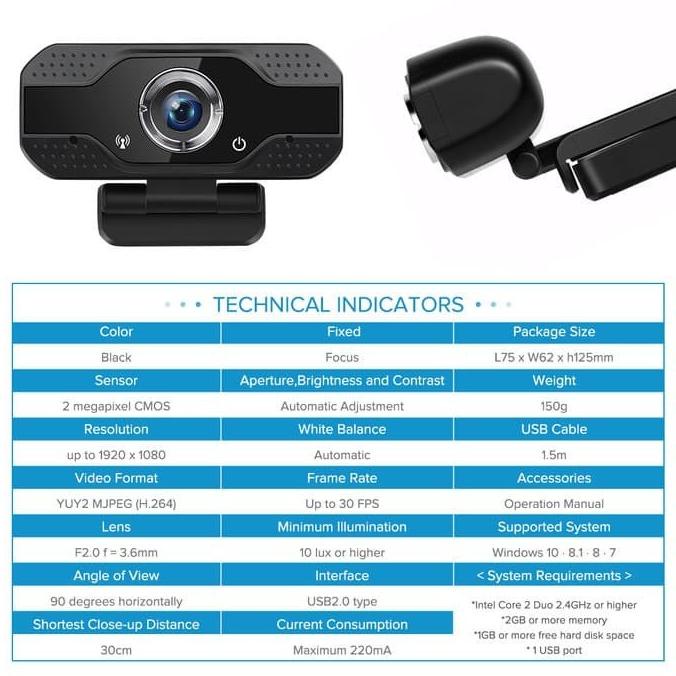 V8 Full Hd Webcam 1080P With Microphone Web cam FULL HD 1080 P - WEBCAM
