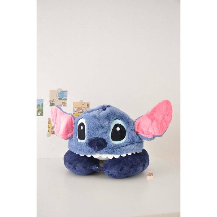 Bantal Leher Hoodie Karakter Disney Sanrio Neck Pillow U-Shaped