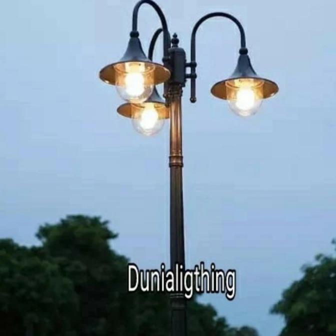 lampu taman tiang lampu hias cabang 3 tinggi 2 meter Murah Top