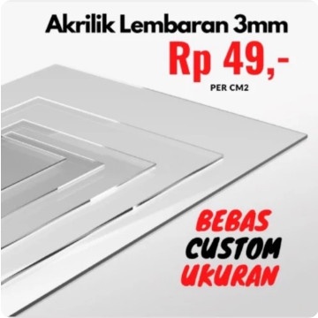 

}}}}}}] Akrilik Lembaran Tebal 3mm Bening Custom Acrylic Clear Potongan