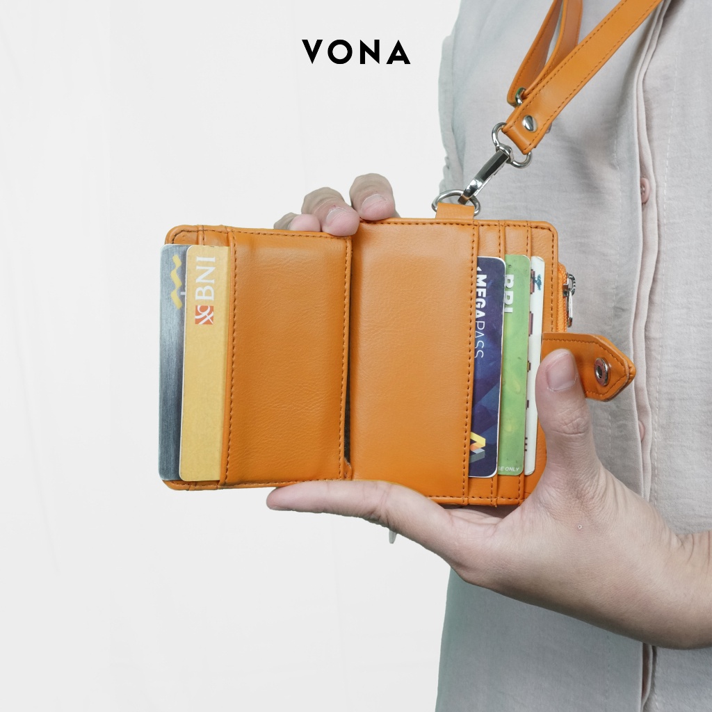 Vona Xenos Card Holder - Dompet Kartu Id Pria Wanita Dengan Tali Lanyard Panjang