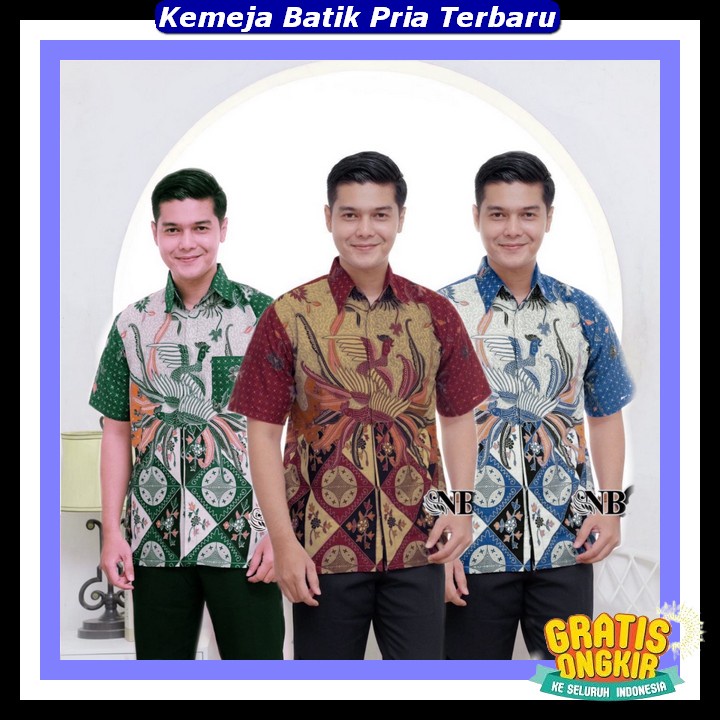 Batik Pria Lengan Pendek Bj Hem Formal Cowo Impor Baju Kemeja Laki Laki Dewasa Import Bju Kondangan 