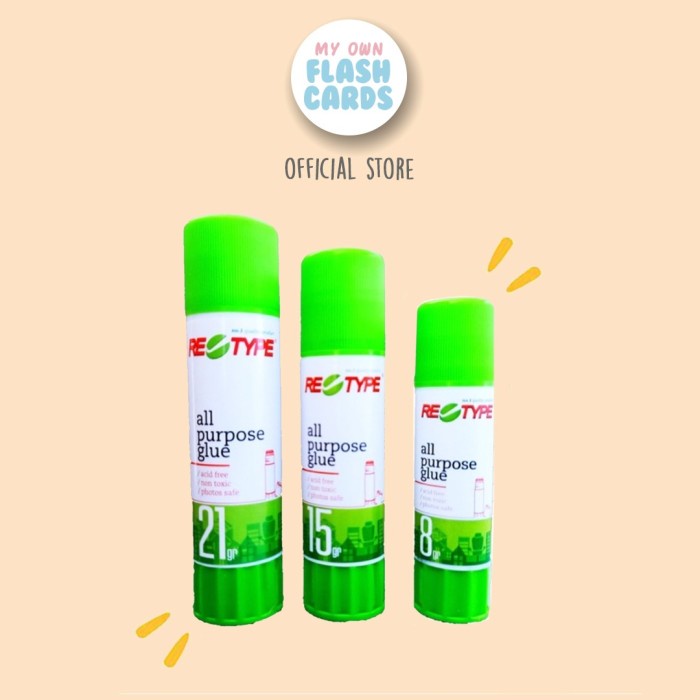 

TERLARIS Retype All Purple Glue Stick - Lem Stik Ulir Batang 8gr 15gr 21gr Anak