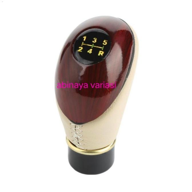 Gear Knob Mobil AGYA AYLA Manual Shift Knob Motif Kayu Kulit Buru Order