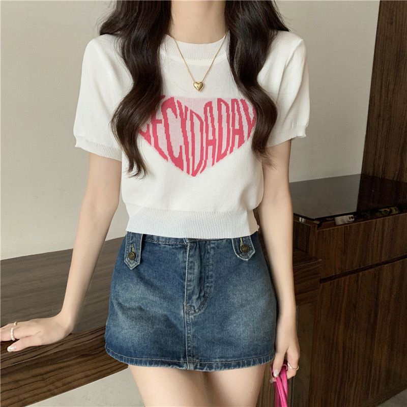 Querencia.Official - Love Top Shirt Atasan Baju Wanita Knit Rajut 36