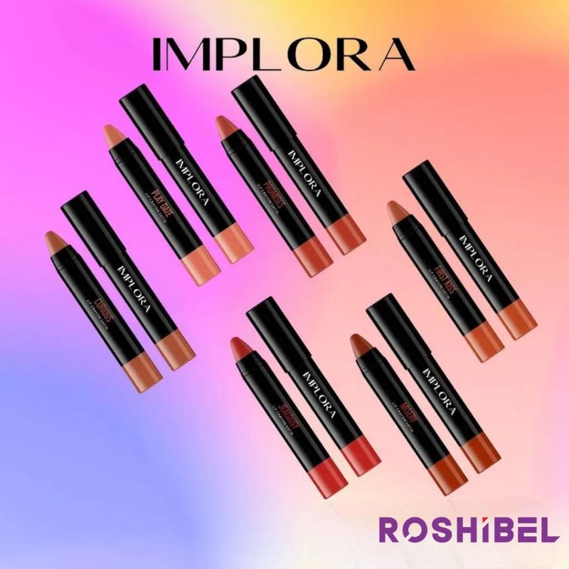 ROSHIBEL - Implora Lip Crayon Satin | 3.5gr | Implora Lip Satin | Implora Lip Satin Playdate | Implo