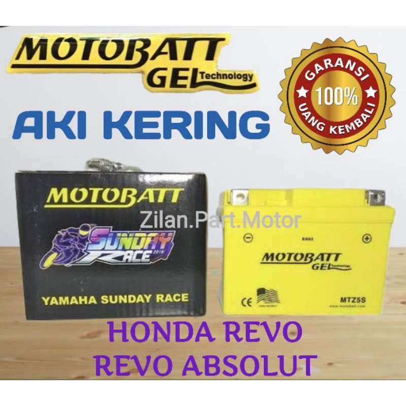 Aki kering MOTOBATT gel mtz5s for HONDA REVO, REVO ABSOLUT. 100% original
