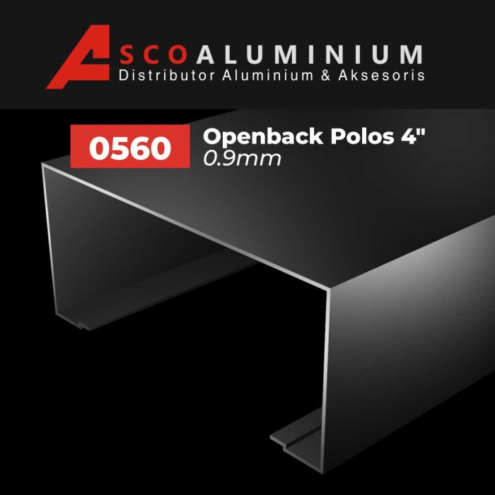 Promo Aluminium Open Back Polos Profile 0560 Kusen 4 Inch