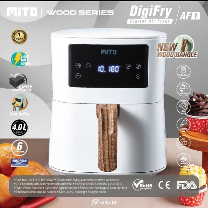 Promo Air Fryer Digital Mito Low Watt 4 Liter 650 Watt/ Digifry Mito