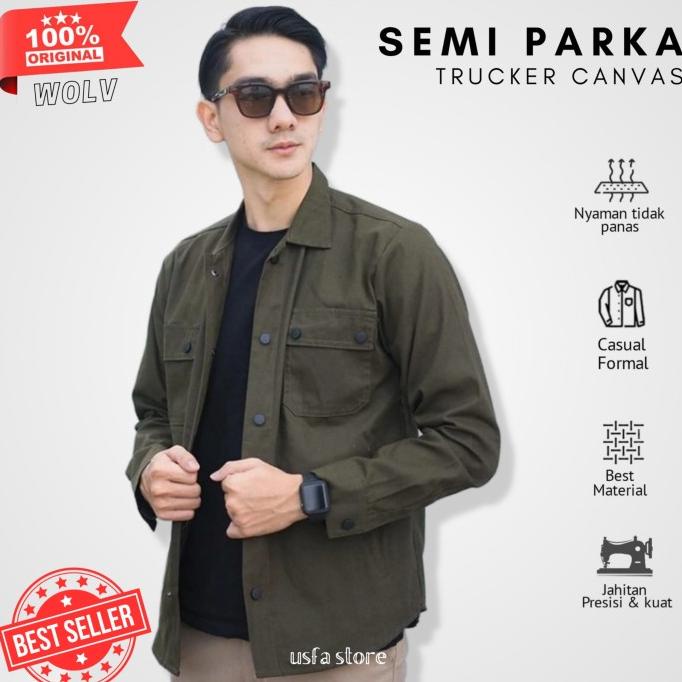 Jaket Semi Parka, Kemeja Semi Parka, Canvas Trucker