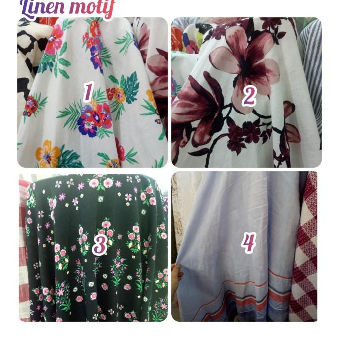 Kain katun linen motif/linen bunga.bahan katun linen.bahan blouse