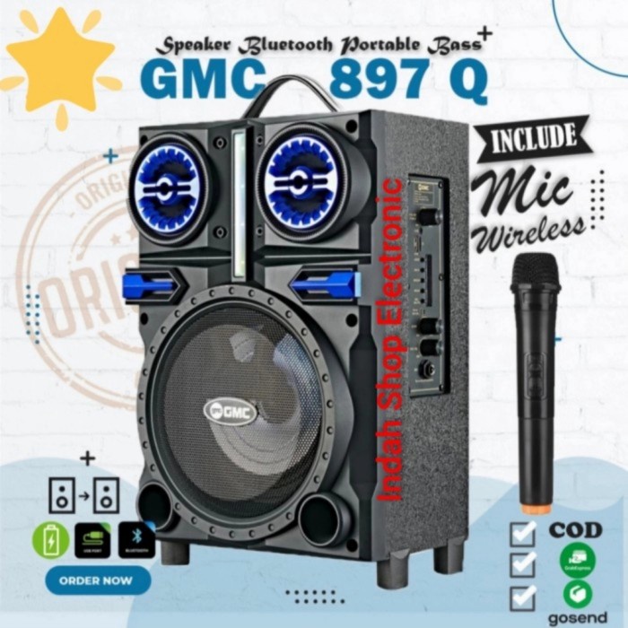 Speaker Aktif Bluetooth Portable Gmc 897Q 6,5" Plus Mic Wireless