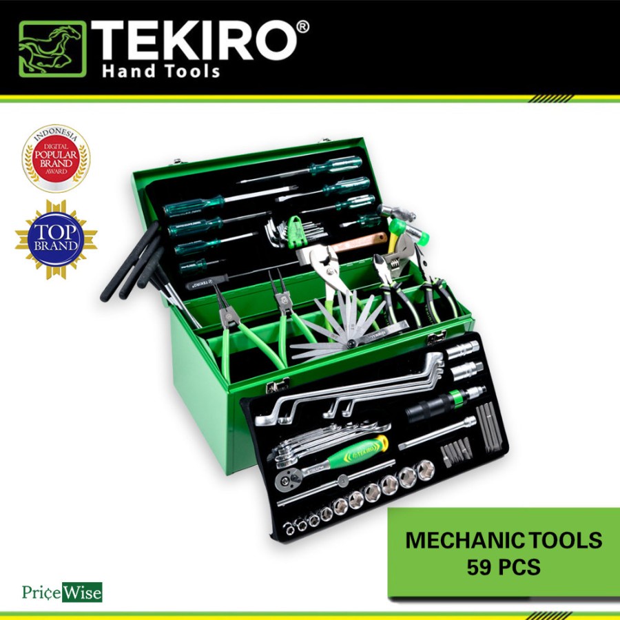 Mekanik Tool Set 59 pcs Tekiro / Mechanic Tools / Tool Kit Box Besi