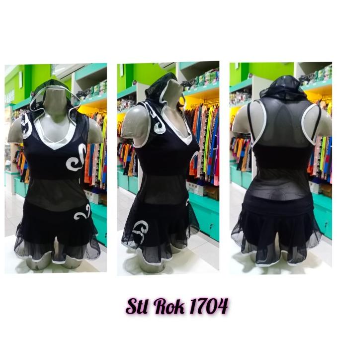 stelan rok jaring rumbe baju olahraga senam sexy sport