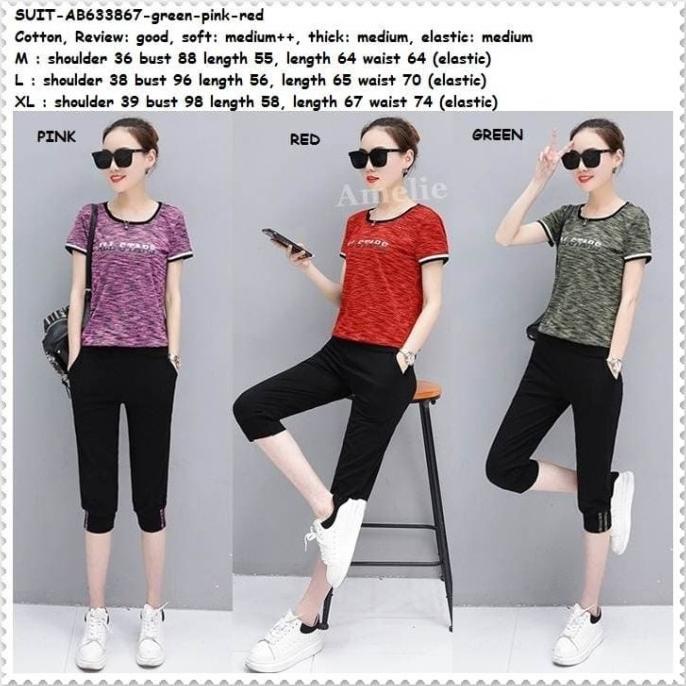 Setelan Baju Senam Yoga Celana Training Sporty Wanita Import AB633867