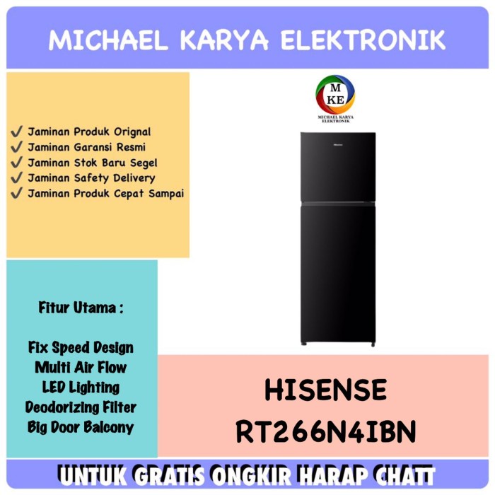 ✨Original Kulkas 2 Pintu Black Hisense Rt266N4Ibn 223 Liter Hisense 2 Door Black Diskon