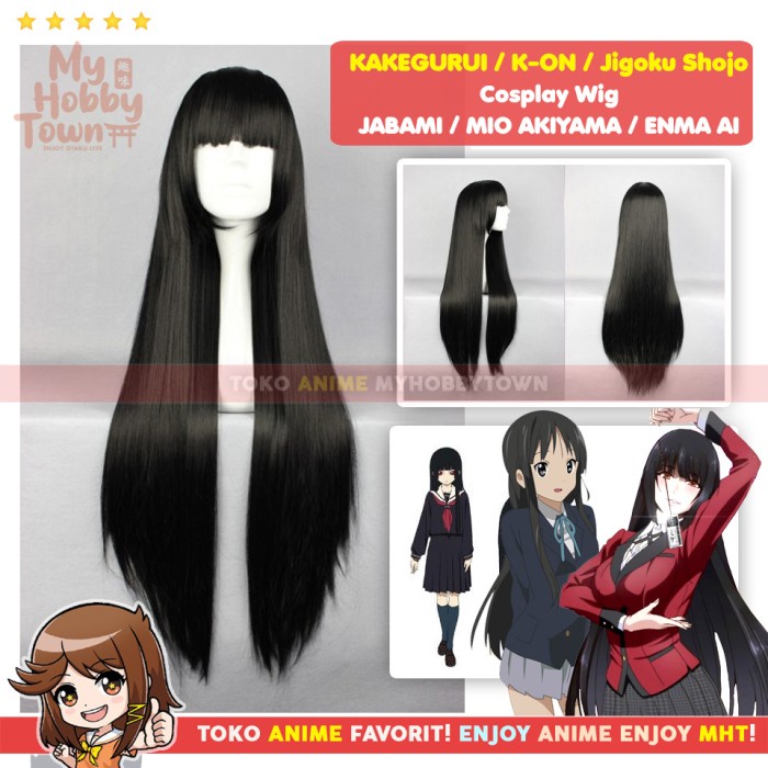 Wig Mcoser Black / Hitam 80Cm 001I - K-On Mio - Jigoku Shojo Enma Ai