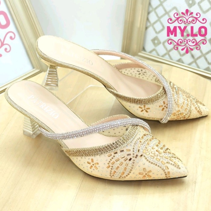 SENDAL PESTA HEEL SELOP SILVER WANITA IMPORT MYLO MS2A91