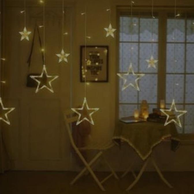 Lampu Natal Tirai Bintang - Lampu Natal Tirai Bola Led Curtain Tumblr