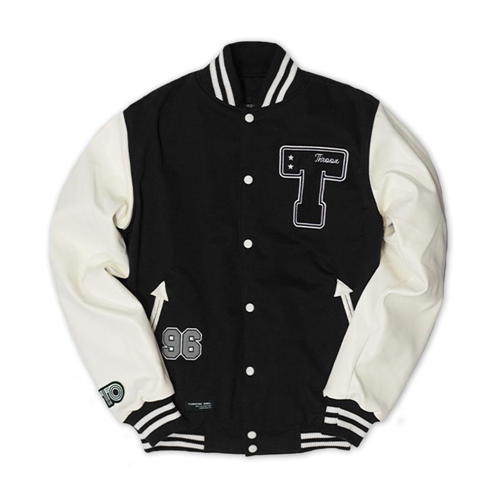 Jaket Pria Kece Abizz Throox Bomber Varsity Jacket Hitam THRX Grace Black
