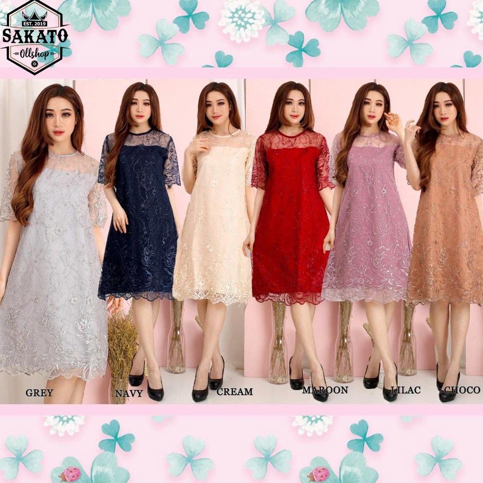 Big Sale Murah Nampol Dres Brukat Tille Pendek Wanita Remaja&Dewasa Model Kekinian Terbaru 2021 2022