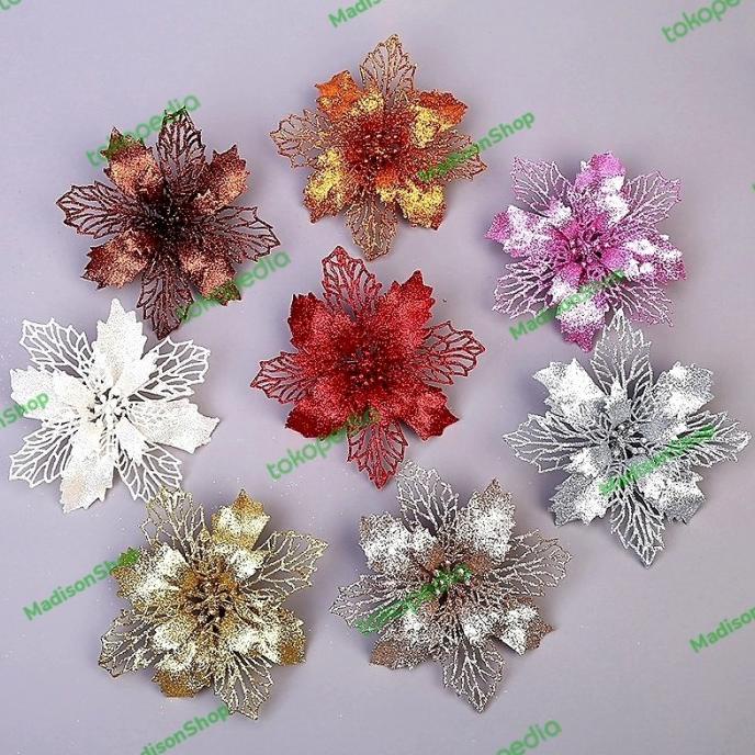 

Bunga Natal 10 Cm Dekorasi Parcel Natal Bunga Kilap Kado Bunga Merah Pengiriman Cepat