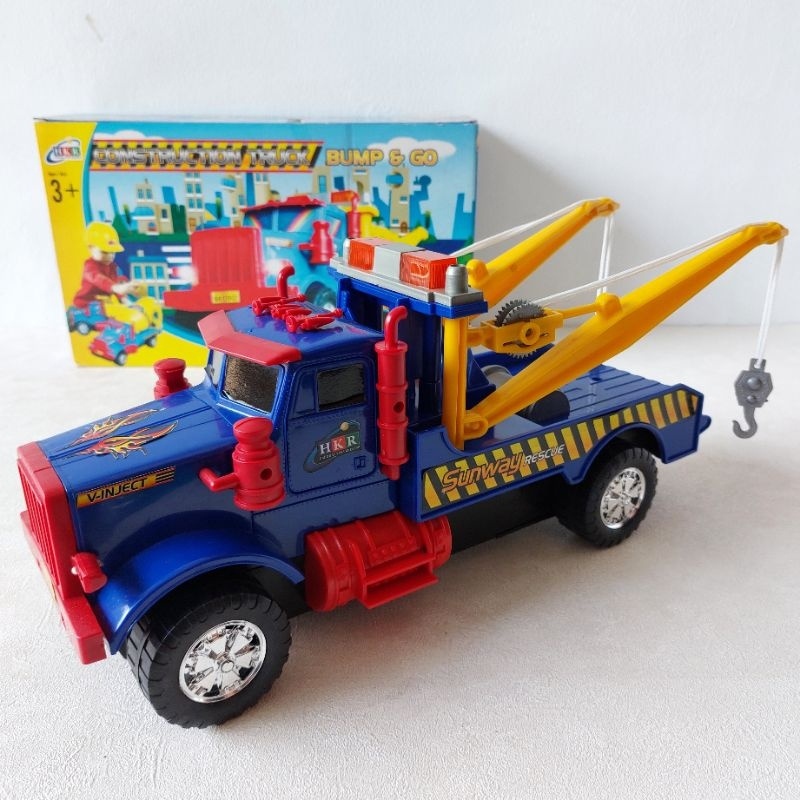 Mainan Truk Box kontainer Truk Derek Towing Ada Musik Lampu