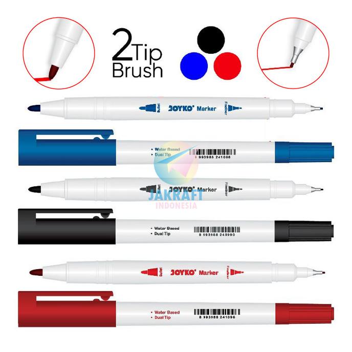 

Spidol 2 In 1 Joyko Mk-64 Dual Tips Marker Warna Hitam Biru Merah Kode 1289