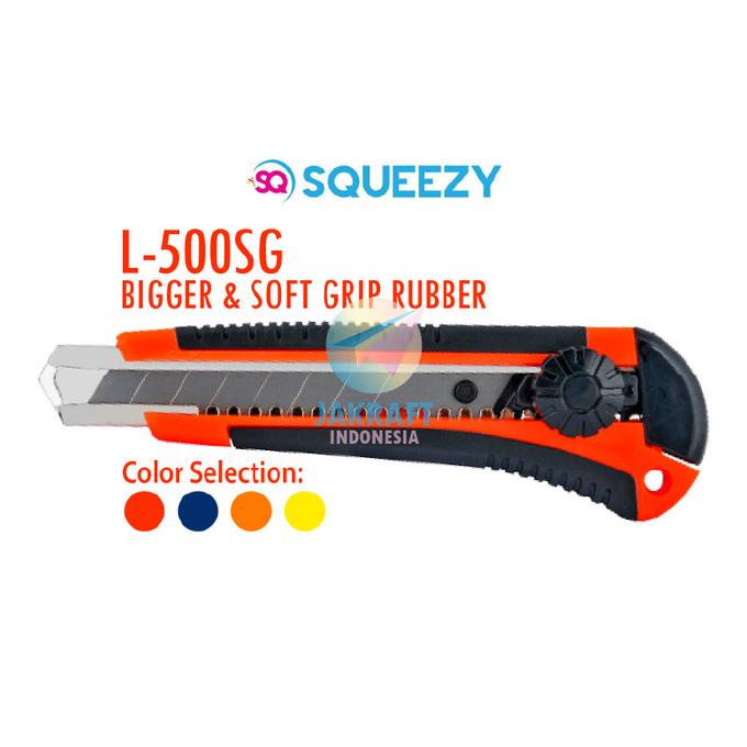 

Cutter Besar Squeezy L-500Sg Soft Rubber Grip Tidak Licin Mirip Joyko Kode 1448