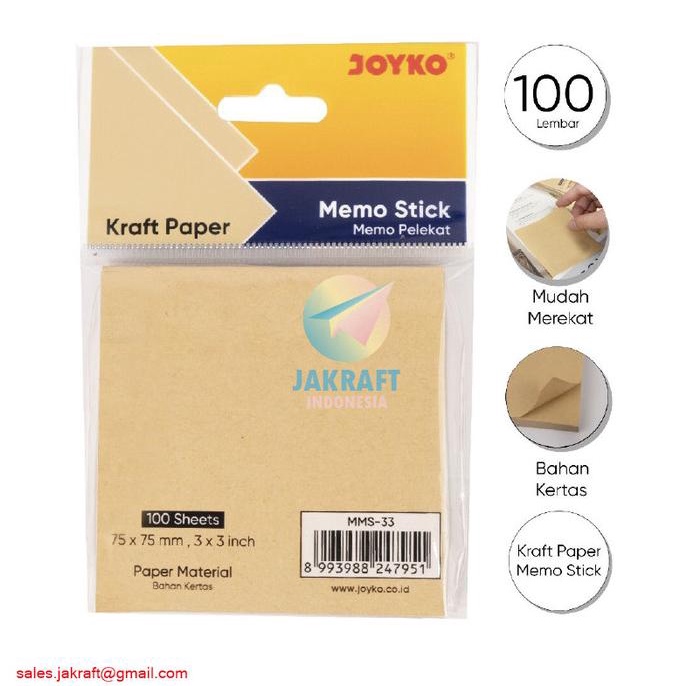 

Kertas Memo Stick Tempel Kraft Paper Cokelat Joyko Mms-33 Sticky Note Kode 998