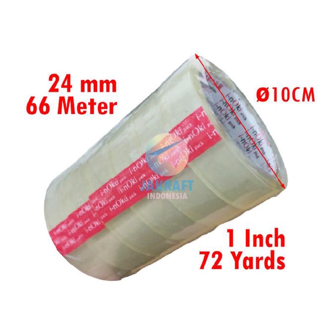 

Isolasi Opp Inoki Bening Clear 1" Inch 24 Mm X 72 Yard Bermutu | Slop Kode 784