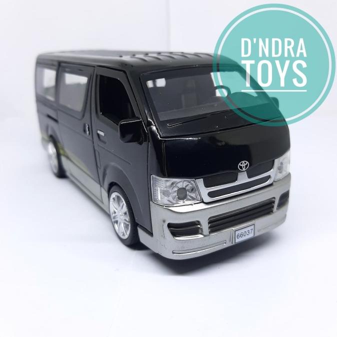 Diecast Miniatur Mobil Toyota Hiace Hitam Skala 1:32 Mobilan Murah