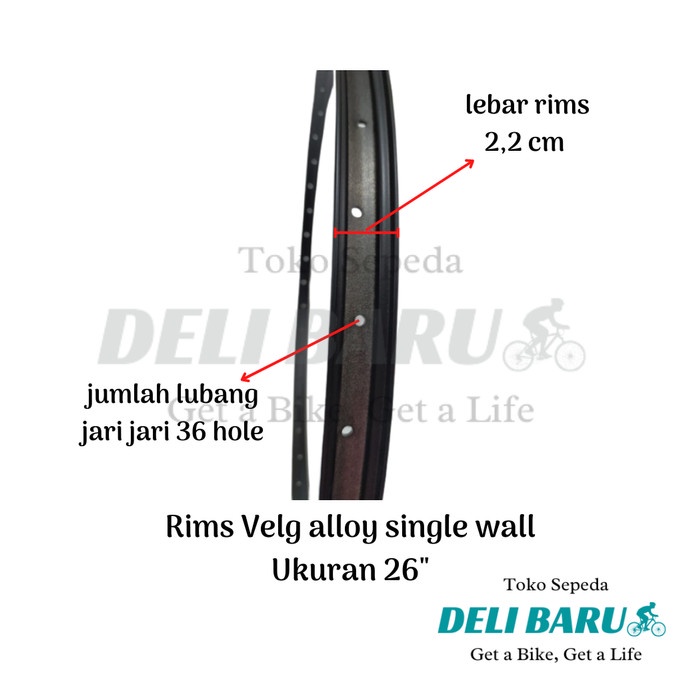 Rims Alloy Velg 26 Murni 559 Lingkar Pelek 36 Hole Single Wall Sepeda Best