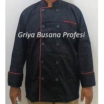 Terlaris JUMBO Seragam Baju Chef Baju Koki Hitam Lengan Panjang Size XXL JUMBO SALE