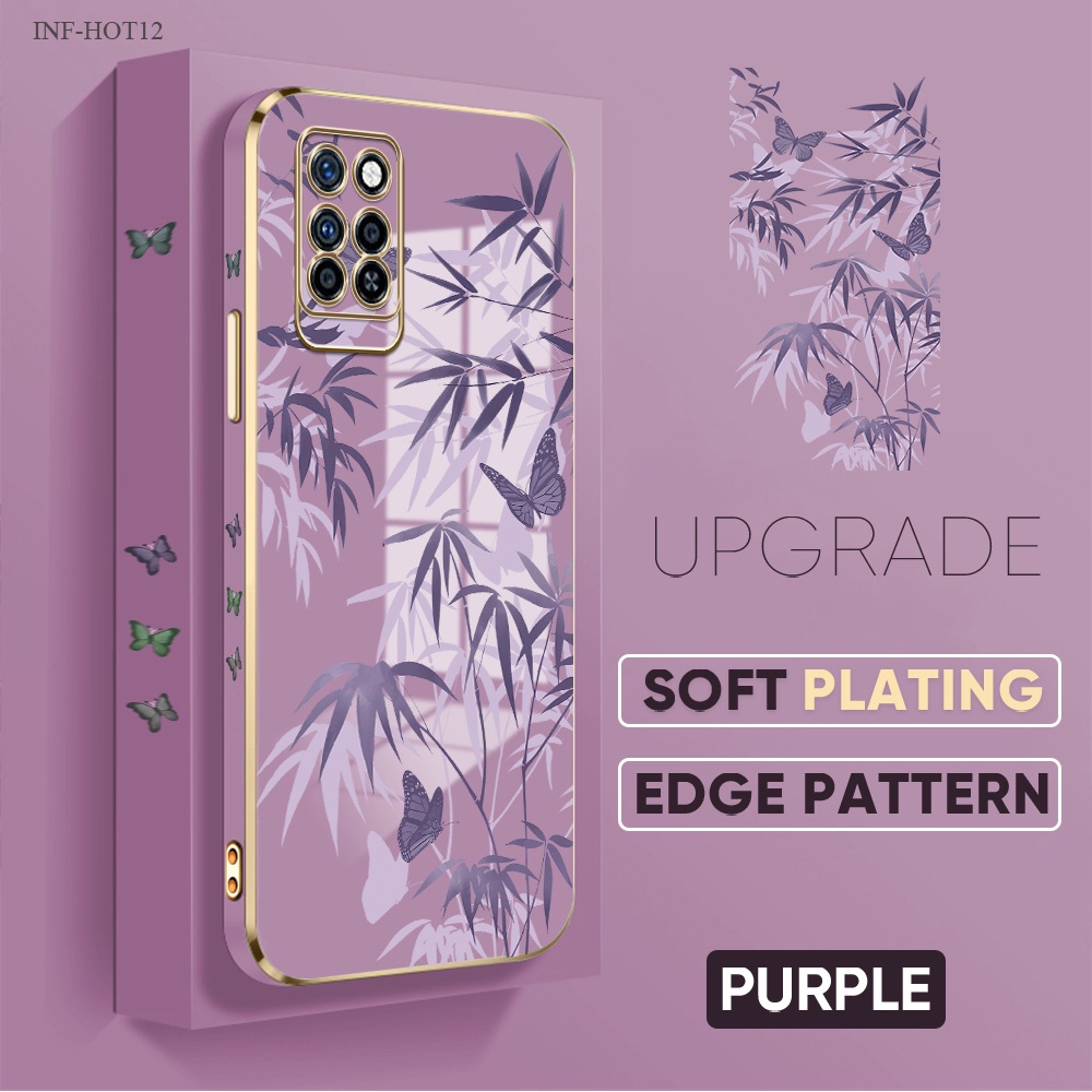Infinix Hot 12 12i 11 11S 10 10S 9 8 NFC Pro Play Untuk Phone Case Softcase Butterfly Bamboo 2153 Soft Casing Kesing Soft Lembut Tali Gantungan