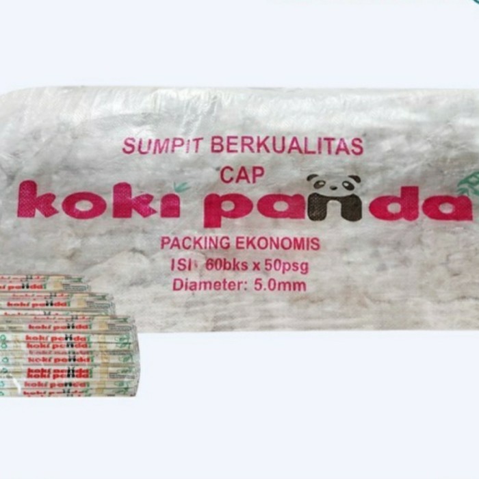 SUMPIT KOKI PANDA - SUMPIT BAMBU / KAYU - 1 BAL 60 PACK ISI 50 TUSUK