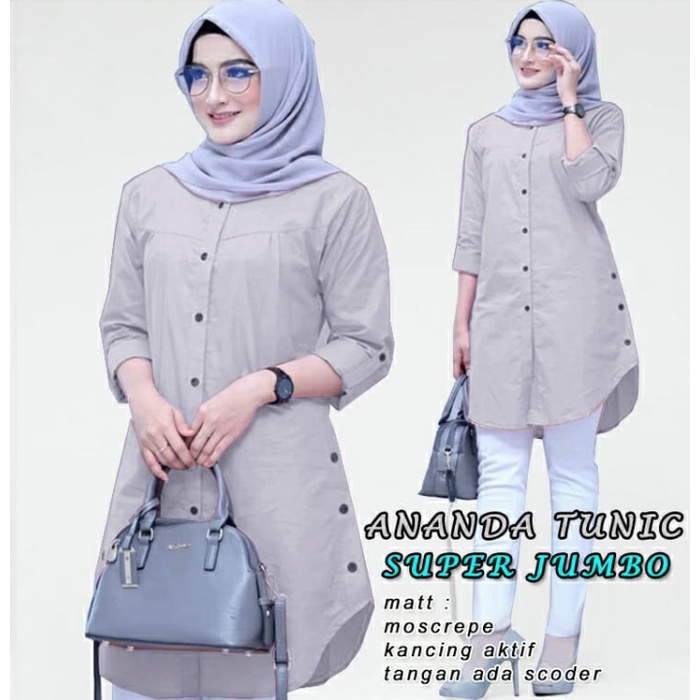 Smp Ananda Tunic, Baju Pakaian Atasan Tunic Jumbo Fashion Hijab Wanita