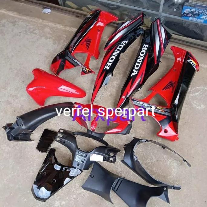 cover body supra x 125 lama full set merah 2005 2006