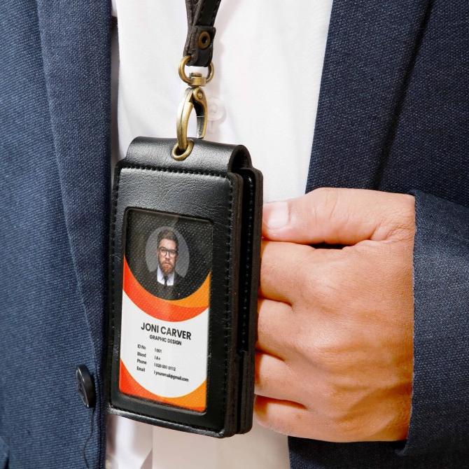 

ID Card Holder Magnet Name Tag Kulit Lanyard Kulit Magnet (KARLWEB)