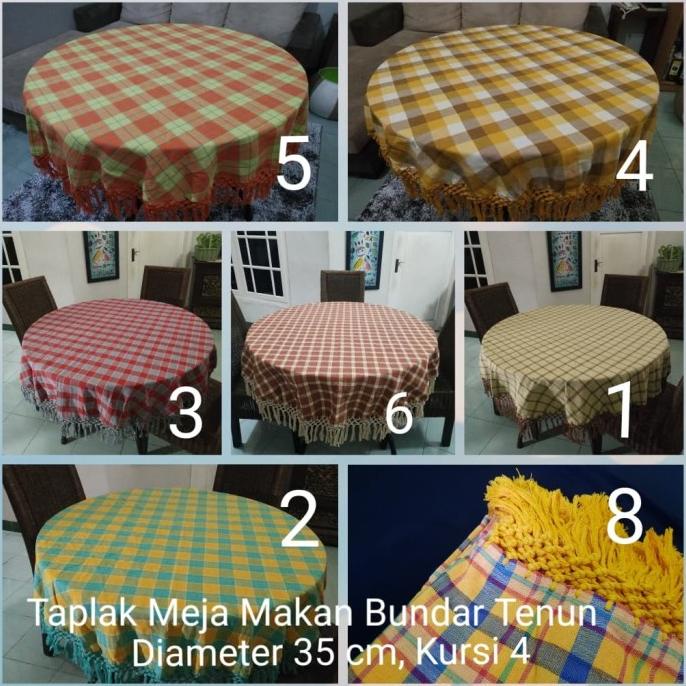 Taplak Meja Makan Bulat Tenun Kursi 4