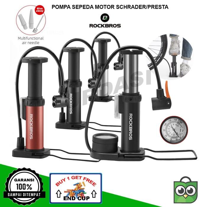 Pompa Injak Angin Ban Sepeda Motor Rockbros Portable Presta Schrader