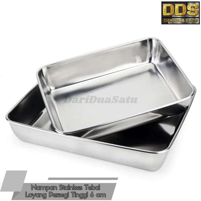 NAMPAN STAINLESS TEBAL LOYANG PERSEGI BAKING TRAY TINGGI 6 CM
