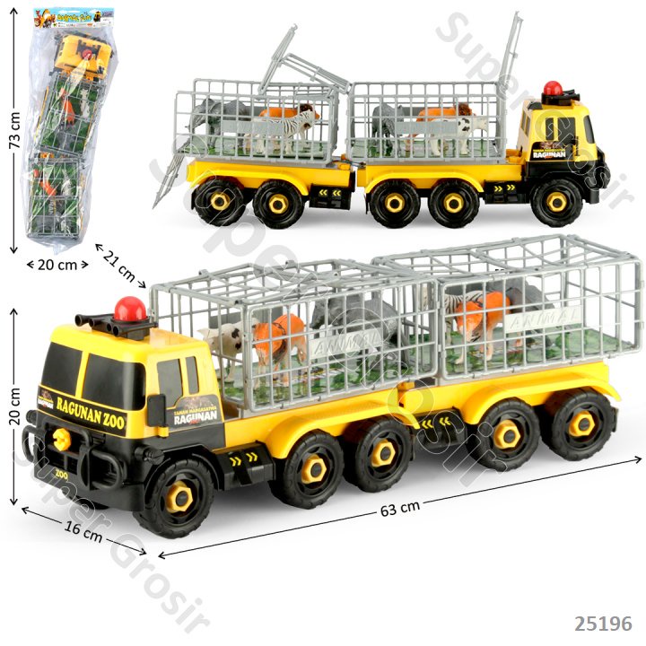 Mainan Anak Mainan Edukasi DIY Truk Tronton Muat Gandeng 65 cm F/W Muat Animal 6 Pcs Animal Fun