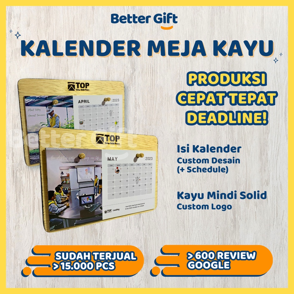 

Kalender Meja Kayu Custom BTKM KAYU 02 - Kalender Duduk 2024 Souvenir Unik Merchandise Promosi Perusahaan