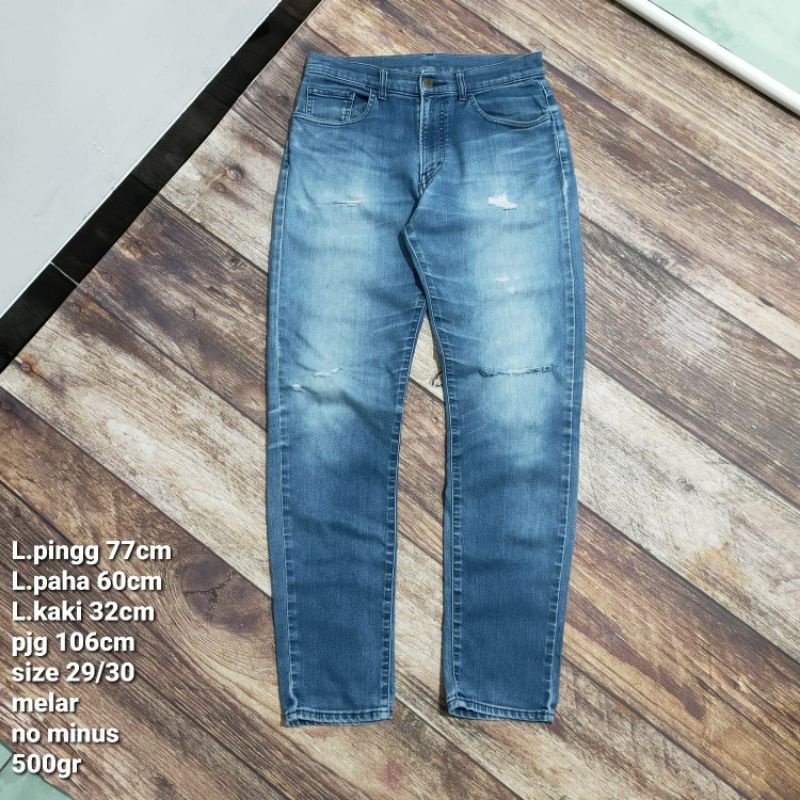 JN9 celana panjang jeans riped fashion Uniqlo size 29 30 pria cowok sobek ripped casual vintage long