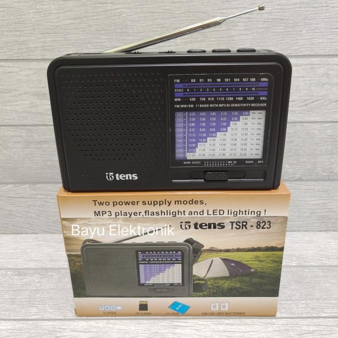 Radio Tens TSR-823 FM MW SW 11 Band AC/DC With Mp3 USB Micro SD Senter