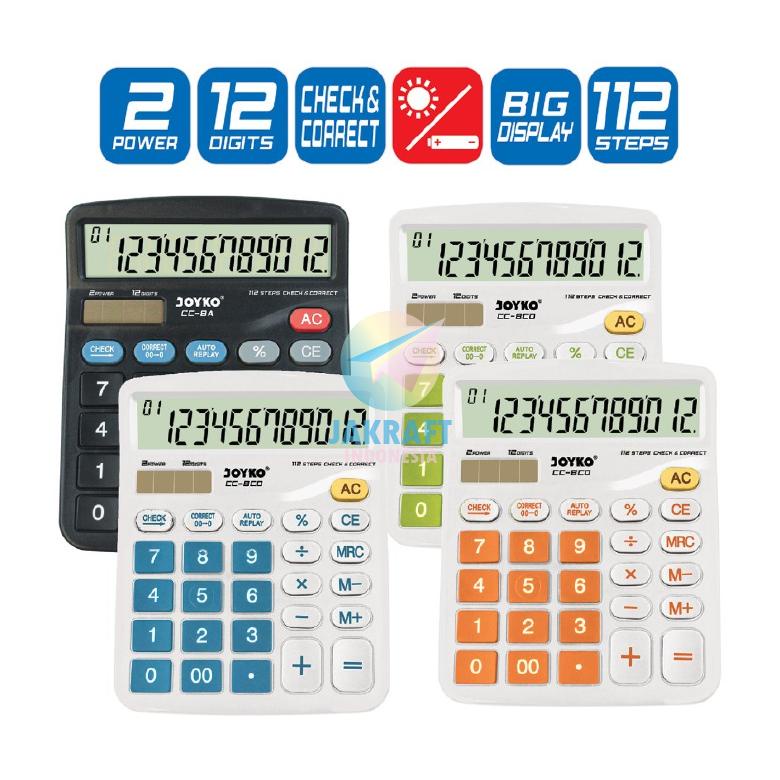 

COD (1 Unit) Kalkulator 12 Digit JOYKO CC-8A / CC-8CO Dual Power Check & Correct Calculator SALE