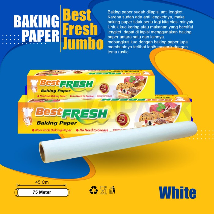 

✅Original Baking Paper -Kertas Baking Best Fresh 45 Cm X 75 Meter-Best Frehjumbo Berkualitas